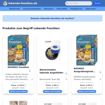 Screenshot lebende-fossilien.de