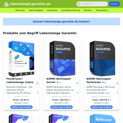 Screenshot lebenslange-garantie.de