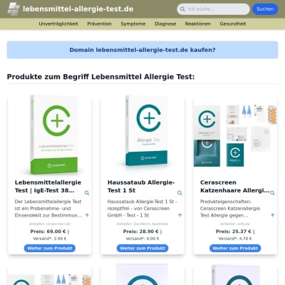 Screenshot lebensmittel-allergie-test.de