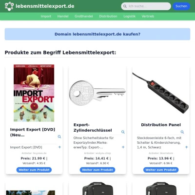Screenshot lebensmittelexport.de
