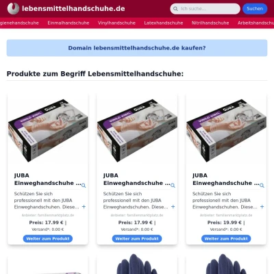 Screenshot lebensmittelhandschuhe.de