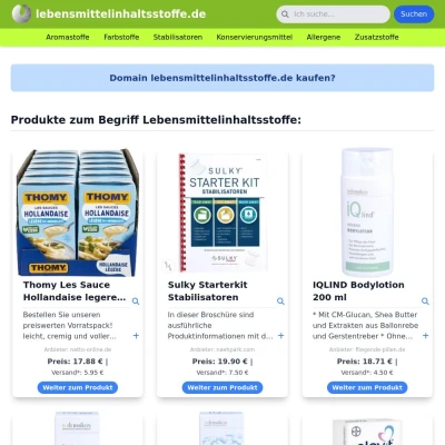 Screenshot lebensmittelinhaltsstoffe.de