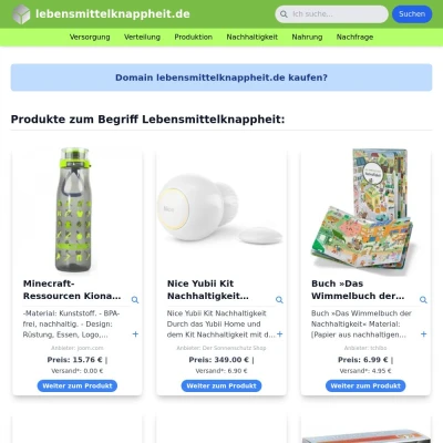 Screenshot lebensmittelknappheit.de