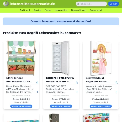 Screenshot lebensmittelsupermarkt.de