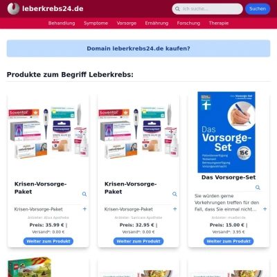 Screenshot leberkrebs24.de