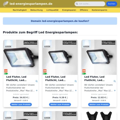 Screenshot led-energiesparlampen.de