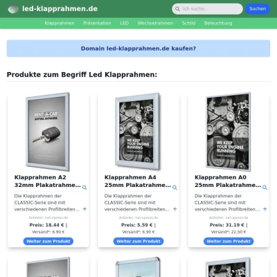 Screenshot led-klapprahmen.de