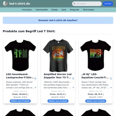 Screenshot led-t-shirt.de