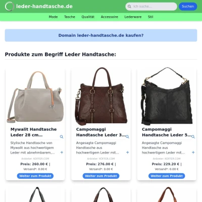 Screenshot leder-handtasche.de