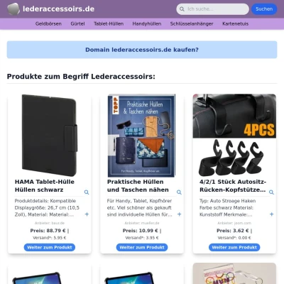 Screenshot lederaccessoirs.de