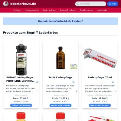 Screenshot lederfarbe24.de