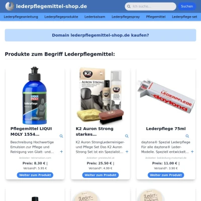 Screenshot lederpflegemittel-shop.de