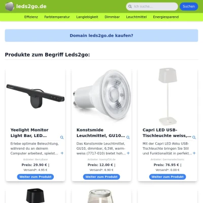 Screenshot leds2go.de