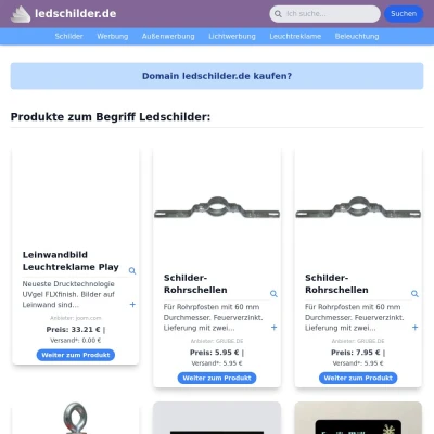 Screenshot ledschilder.de