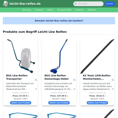 Screenshot leicht-lkw-reifen.de