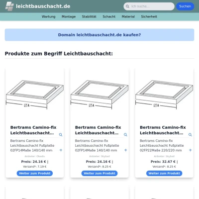 Screenshot leichtbauschacht.de