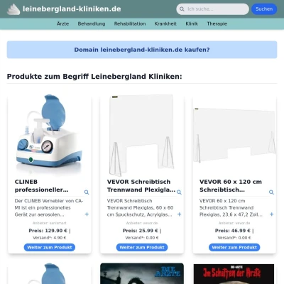 Screenshot leinebergland-kliniken.de