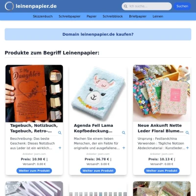 Screenshot leinenpapier.de