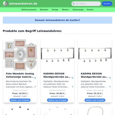 Screenshot leinwanduhren.de