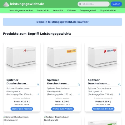 Screenshot leistungsgewicht.de