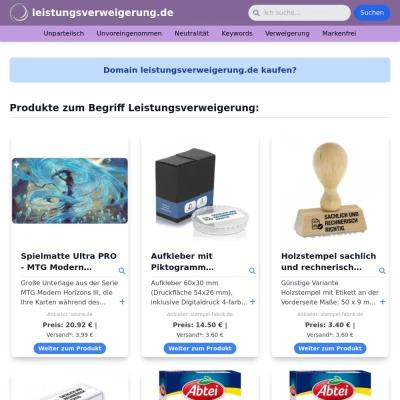 Screenshot leistungsverweigerung.de