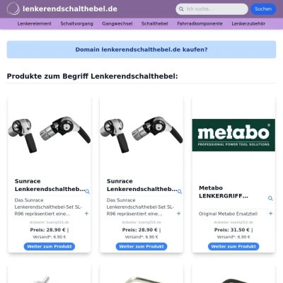 Screenshot lenkerendschalthebel.de