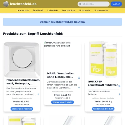 Screenshot leuchtenfeld.de