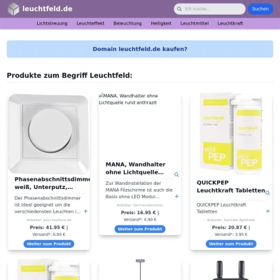 Screenshot leuchtfeld.de