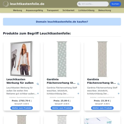 Screenshot leuchtkastenfolie.de