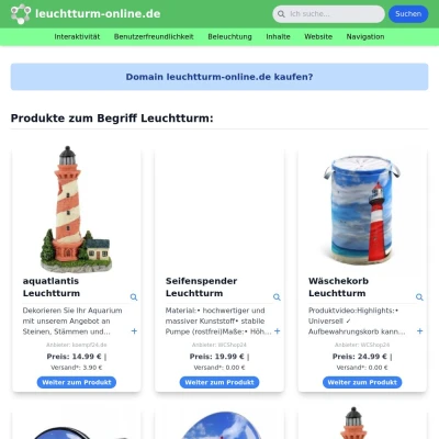Screenshot leuchtturm-online.de