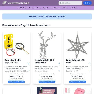 Screenshot leuchtzeichen.de