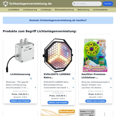 Screenshot lichtanlagenvermietung.de