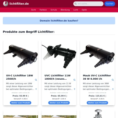 Screenshot lichtfilter.de