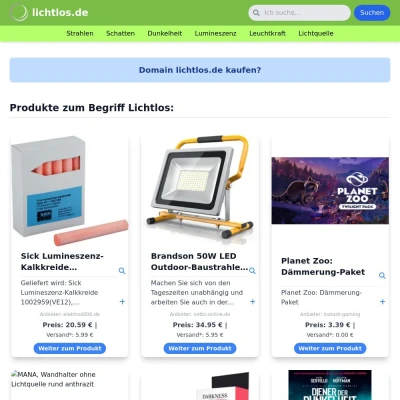 Screenshot lichtlos.de