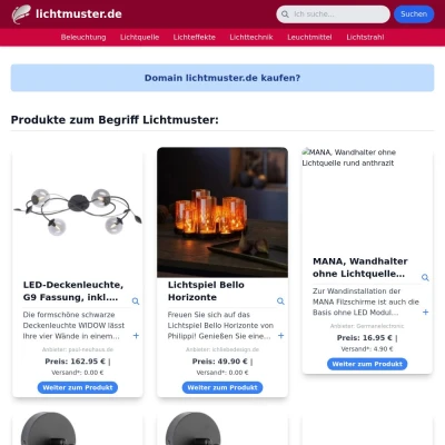 Screenshot lichtmuster.de
