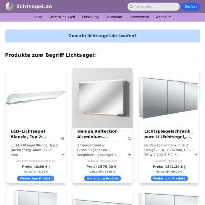 Screenshot lichtsegel.de