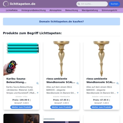 Screenshot lichttapeten.de