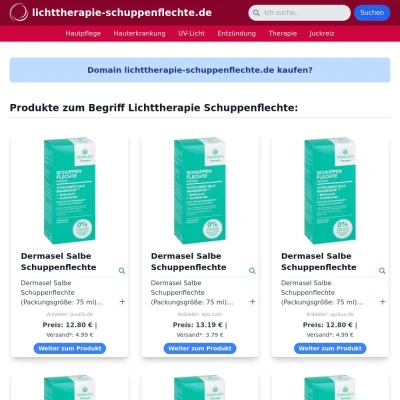 Screenshot lichttherapie-schuppenflechte.de