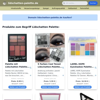 Screenshot lidschatten-palette.de