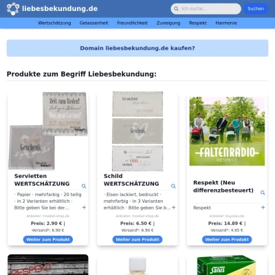 Screenshot liebesbekundung.de