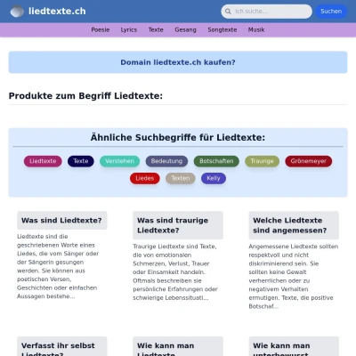 Screenshot liedtexte.ch