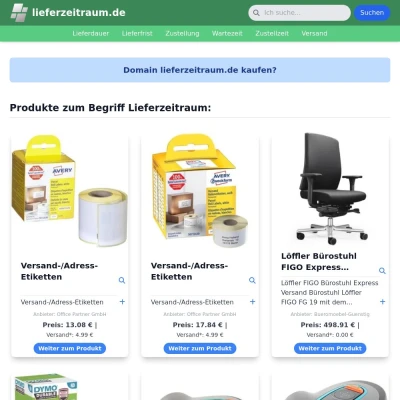 Screenshot lieferzeitraum.de