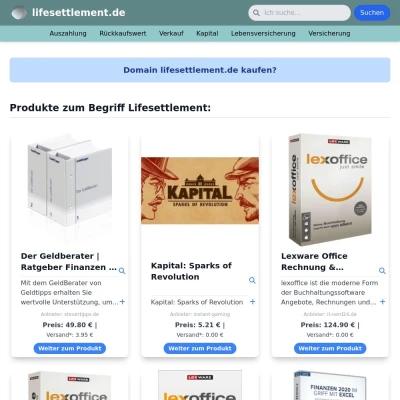 Screenshot lifesettlement.de