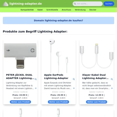 Screenshot lightning-adapter.de