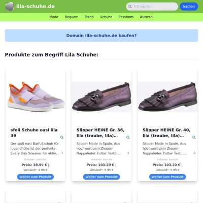 Screenshot lila-schuhe.de