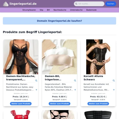 Screenshot lingerieportal.de