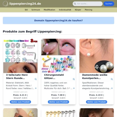 Screenshot lippenpiercing24.de