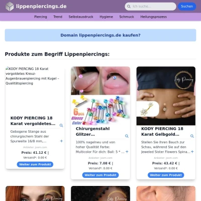 Screenshot lippenpiercings.de