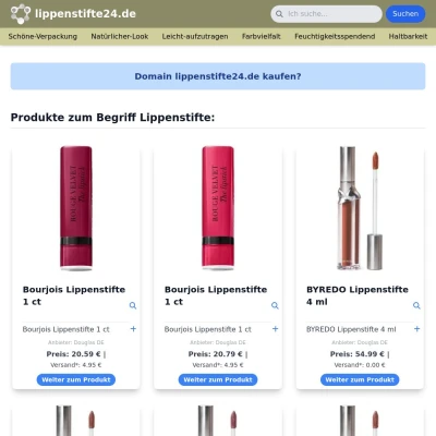 Screenshot lippenstifte24.de