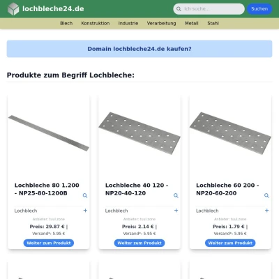 Screenshot lochbleche24.de